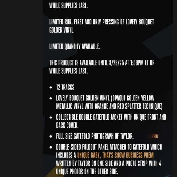 Taylor Swift: The Life of a Showgirl LIMITED RUN LOVELY BOUQUET Vinyl - Picture 4 of 4